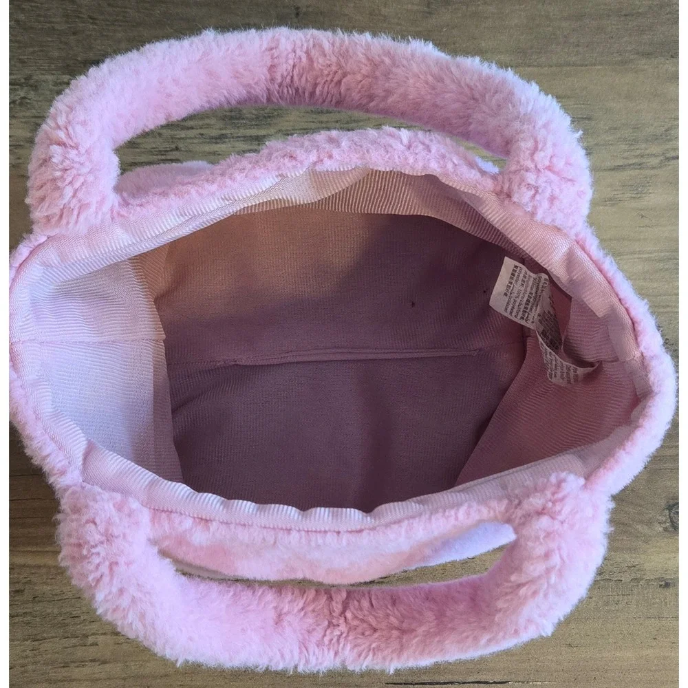 Disney Pixar Toy Story Lotso Bear Pink Plush Faux Fur Tote Bag Handbag